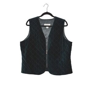 Vintage Quilted Dark Green Velvet Vest